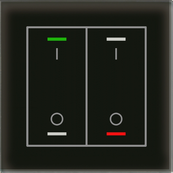 MDT BE-GTL2TS.B1 KNX Glastaster II Light 2-fach RGBW mit Temperatursensor Schwarz Schalten