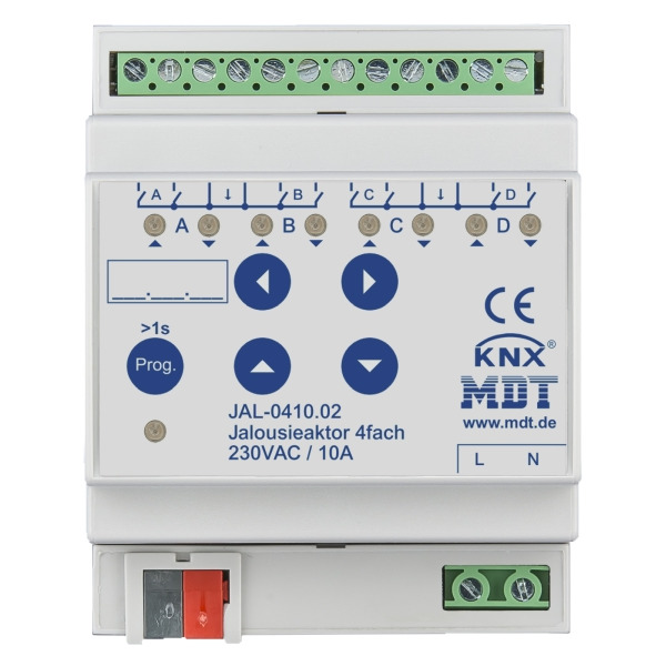 MDT JAL-0410.02 KNX Jalousieaktor 4-fach 4TE REG 8 A 230 V AC
