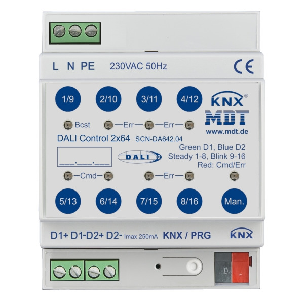 MDT SCN-DA642.04 KNX DALI Control 2x64 Gateway 4TE REG