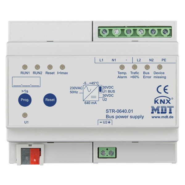 MDT STR-0640.01 KNX Redundante Busspannungsversorgung mit Diagnose 6TE REG 640 mA