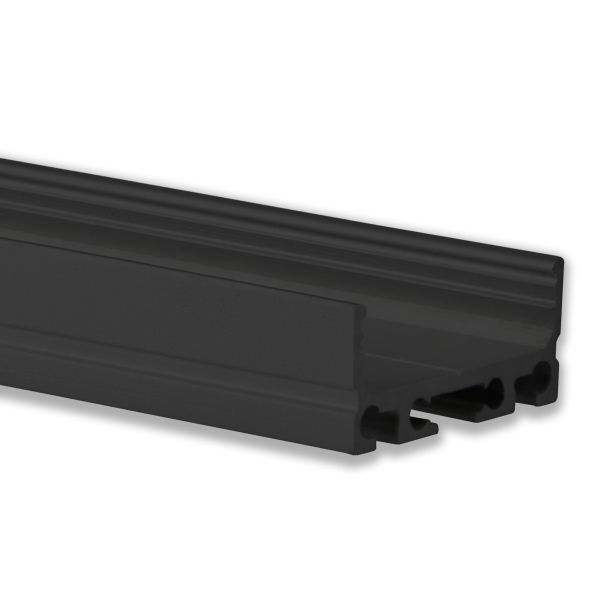 Dotlux 4072-1 Alu-Aufbau-Profil Typ DXA4 2 Meter flach pulverbeschichtet schwarz RAL 9005 für LED-Streifen bis 24 mm