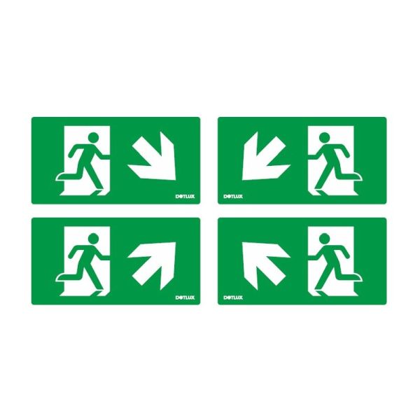 Dotlux 5412 Erweitertes Piktogrammset Pfeil Diagonal 4 Stück für LED-Notleuchte EXIT Artikel 5406