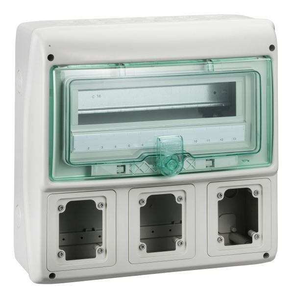 Schneider Electric 13155 Kaedra Leergehäuse 3 Montagestellen für Steckdosen 90x100mm 12+1 TE