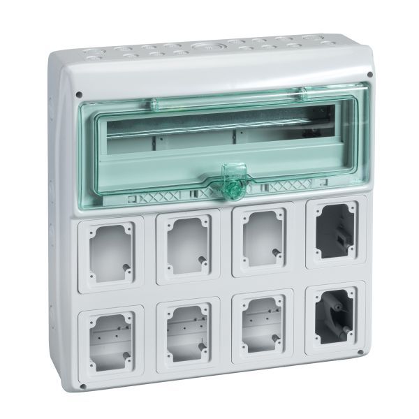 Schneider Electric 13157 Kaedra Leergehäuse 8 Montagestellen für Steckdosen 90x100mm 18+1 TE