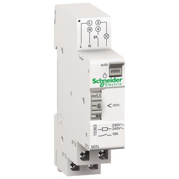 Schneider Electric 15363 Elektromechanischer Treppenlichtzeitschalter MIN 1 bis 7 Minuten