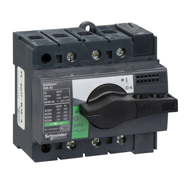 Schneider 28900 Lasttrennsch. INS40,3P, 40A/690V AC/250V DC,Drehantrieb schwarz