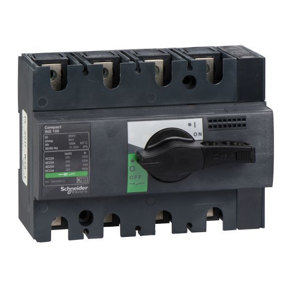 Schneider 28909 Lasttrennsch. INS100,4P, 100A/690V AC/250V DC,Drehantrieb schwarz