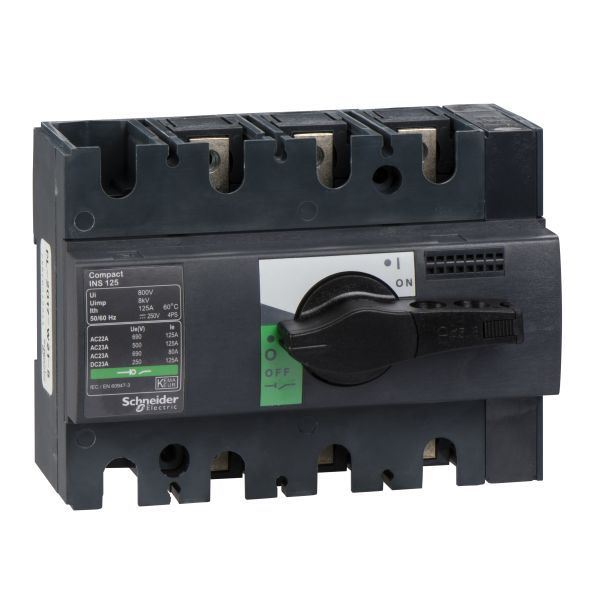 Schneider 28910 Lasttrennsch. INS125,3P, 125A/690V AC/250V DC,Drehantrieb schwarz