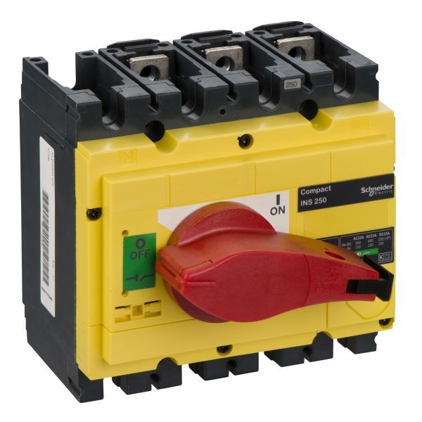 Schneider 31126 Lasttrennsch. INS250,3P, 250A/690V AC/250V DC,Drehantrieb rot/Grund gelb