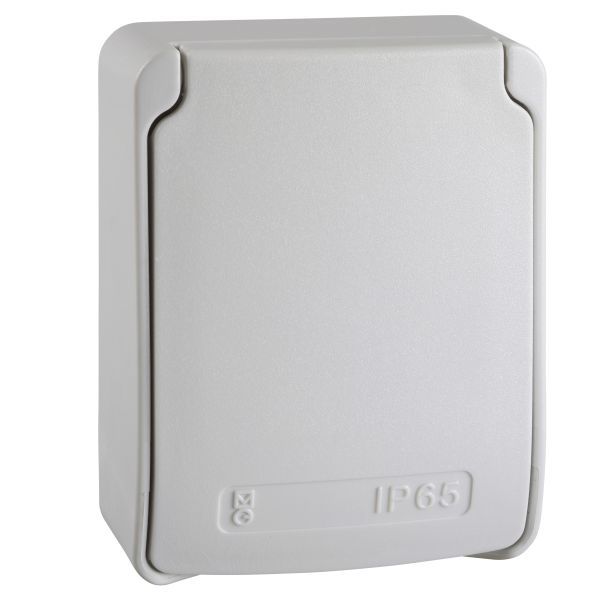 Schneider 81139 Anbausteckdosen, grau, 2p+E, 10/16A, 250 V, Italian, IP65