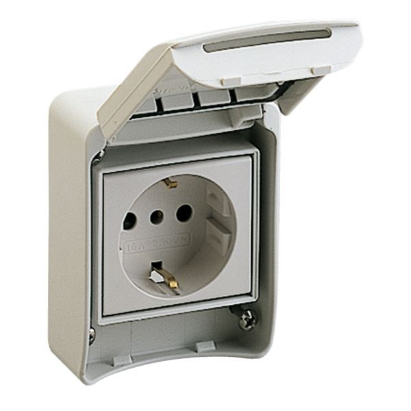 Schneider 81141 Anbausteckdosen, grau, 2p+E, 10/16A, 250 V, Deutschland, IP65