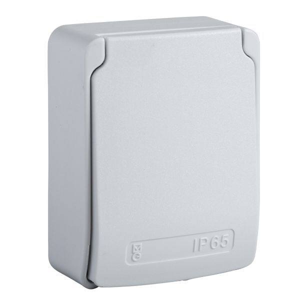 Schneider 81144 Anbausteckdosen, grau, 2p+E, 10/16A, 250 V, England, IP65