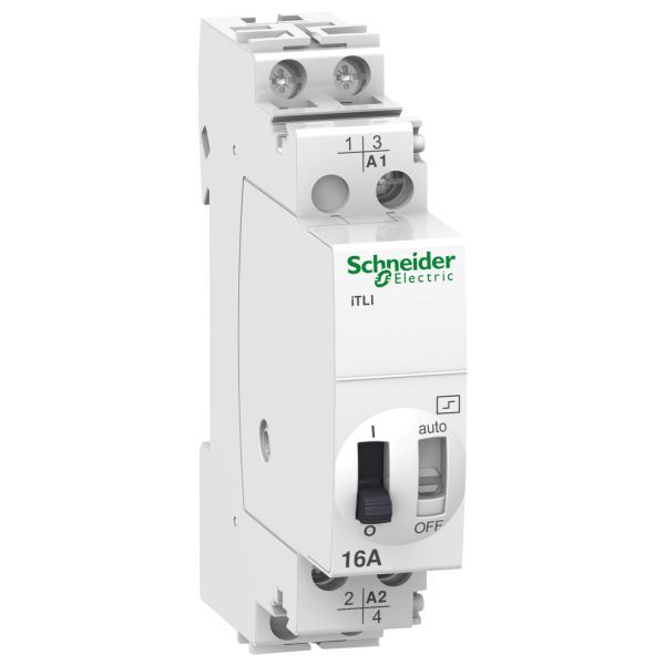 Schneider A9C30115 Fernschalter iTLI, 2P, 1S+1Ö, 16A, Spule 12 VDC, 24 VAC 50/60Hz