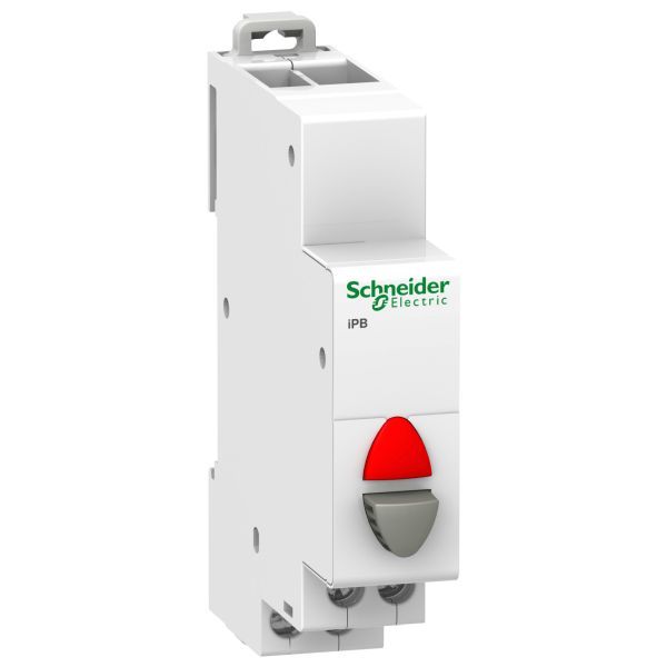 Schneider A9E18039 Drucktaster iPB, 1 Öffner, Taste grau, LED rot 12-48V AC/DC