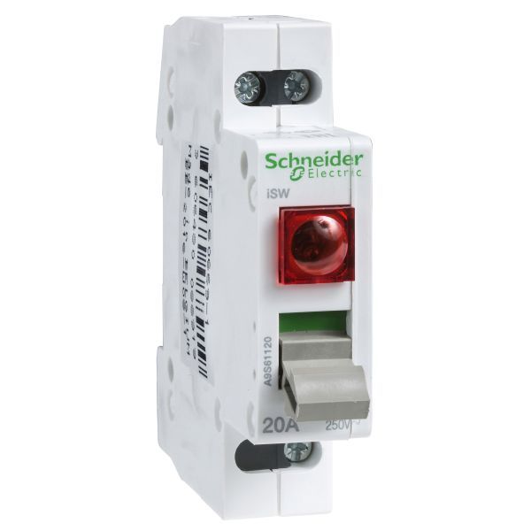 Schneider A9S61220 Lasttrennschalter iSW mit Leuchtmelder, 2P, 20A, 250V