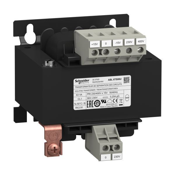 Schneider Electric ABL6TS06U Sicherheits- u. Trenntransformator E: 230/400 VAC A: 1x 230VAC 63 VA