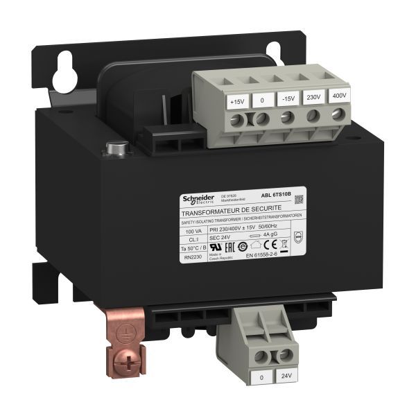 Schneider Electric ABL6TS10B Sicherheits- u. Trenntransformator E: 230/400 VAC A: 1x 24 VAC 100 VA