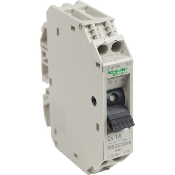 Schneider GB2CD06 Leistungsschalter TeSys für Steuerstromkreise, GB2-CD, 1A, 1p+N, 1d