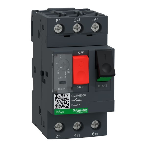 Schneider GV2ME056 Motorschutzschalter GV2-ME, 0,63-1A, 3p 3d, thermomagnetischer Auslöser