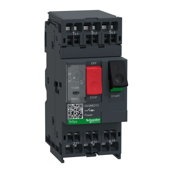 Schneider GV2ME213 Motorschutzschalter, 3p, 17-23A, Tasterbetätigung, Federzuganschluss