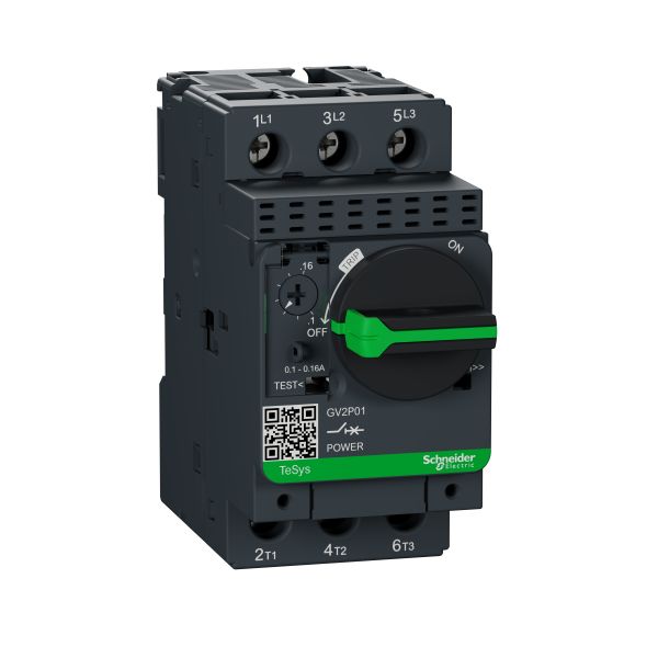 Schneider GV2P01 Motorschutzschalter, 3p, 0,1-0,16A, Drehantrieb, Schraubanschluss