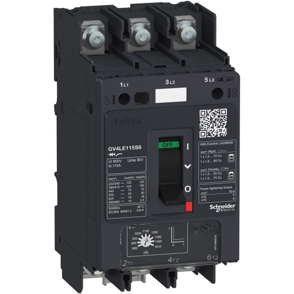 Schneider GV4LE25N6 Motorschutzschalter mag. - TeSys GV4 - 25A 3P 50kA - Kipphebel
