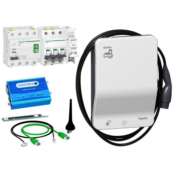 Schneider Electric KITEVB1A11CAMO EVlink Bundle G4-11kW-Kabel Typ 2-Schutzkomponenten-Modem & Antenne