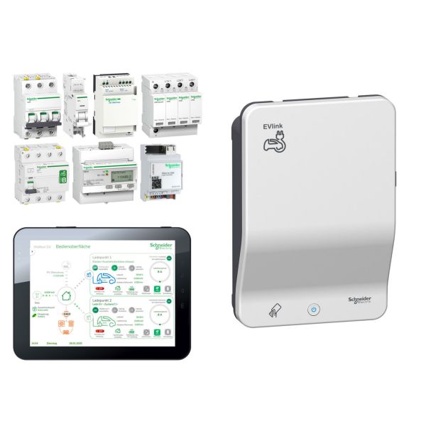 Schneider Electric KITEVB1PRO2LP EVlink Bundle ProSumer Home 2 LP-G4-Steckdose Typ 2-Schutzkomponenten-W4KNX