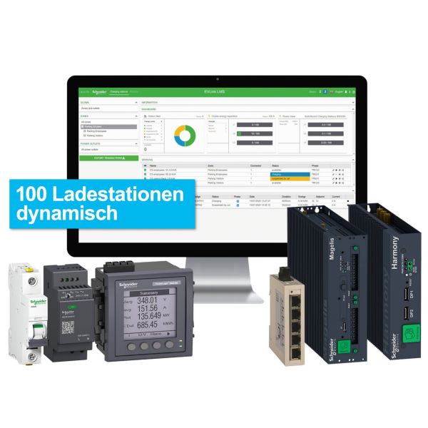 Schneider Electric KITEVLMSEDLPM5320 EVlink Bundle Lastmanagement 100 Ladestationen dynamisch-Energiezähler-Switch