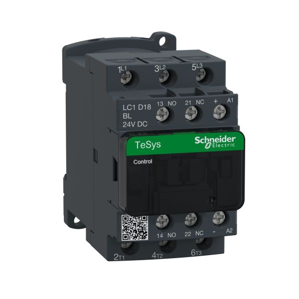 Schneider LC1D18BL Leistungsschütz LC1D 3p, +1S+1Ö, 7.5 kW, 18 A, 400 V AC3, Spule 24 V DC