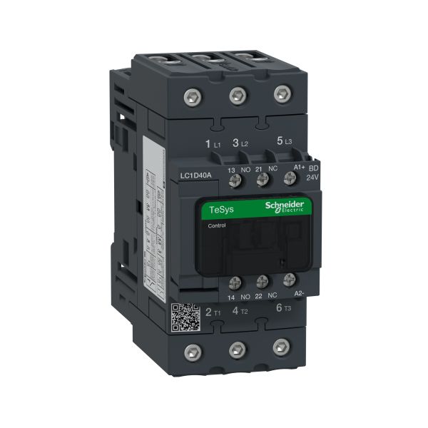 Schneider LC1D40ABD Leistungsschütz LC1D 3p, +1S+1Ö, 18.5 kW, 40 A, 400 V AC3, Spule 24 V DC