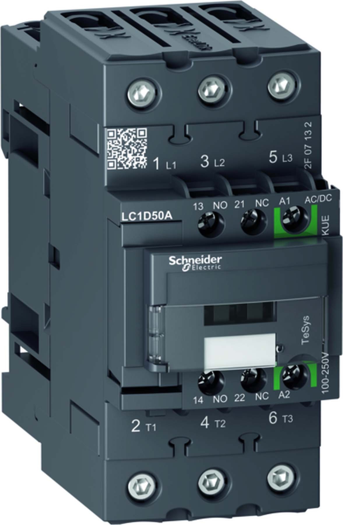 Schneider LC1D50AKUE Leistungsschütz LC1D 3p, +1S+1Ö, 22 kW, 50 A, 400 V AC3, Spule 100-250 V AC/DC