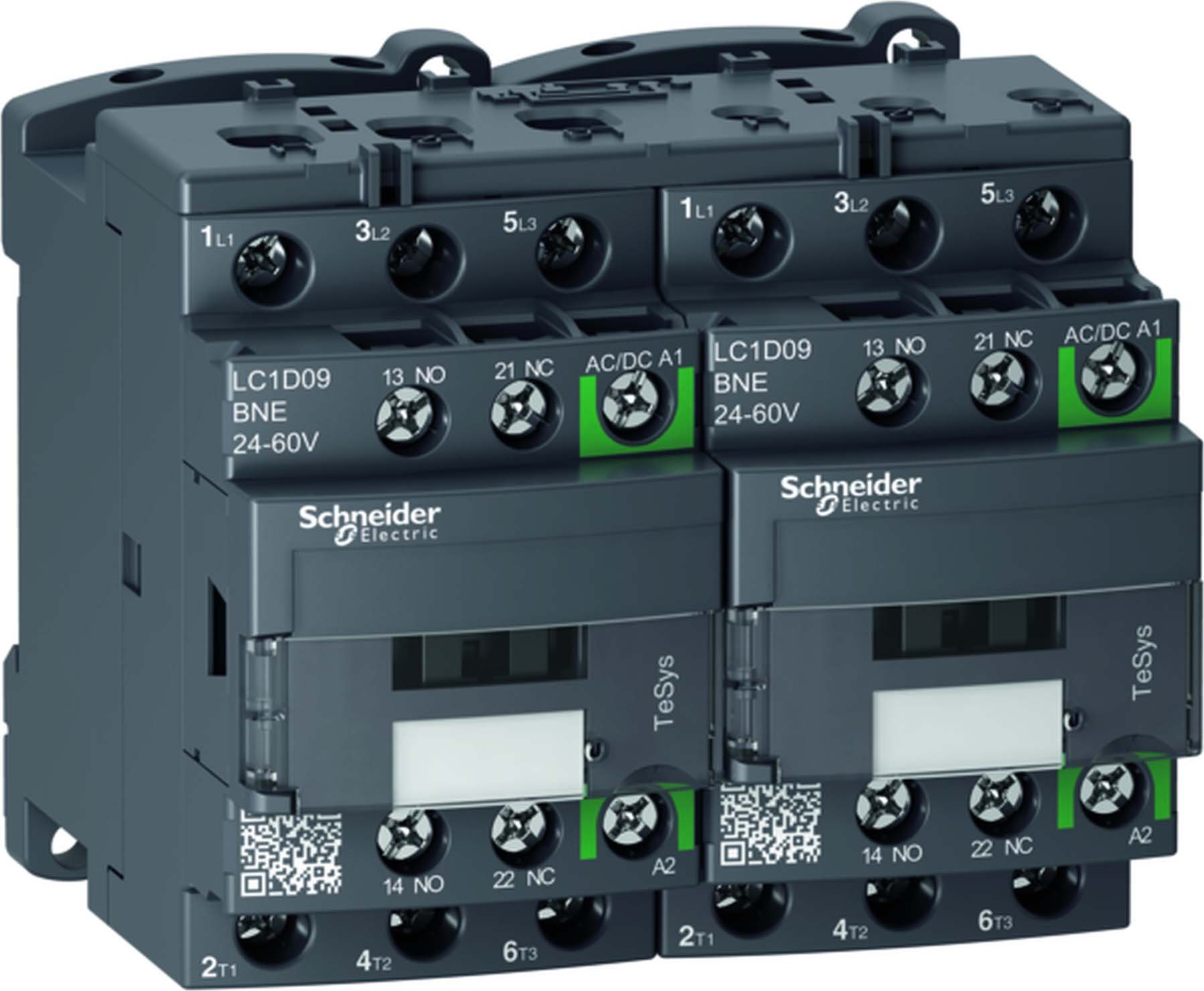Schneider LC2D09KUE Wendeschützkombination, 3p+1S+1Ö, 4kW/400V/AC3, 9A, Spule 100 - 250V AC/DC