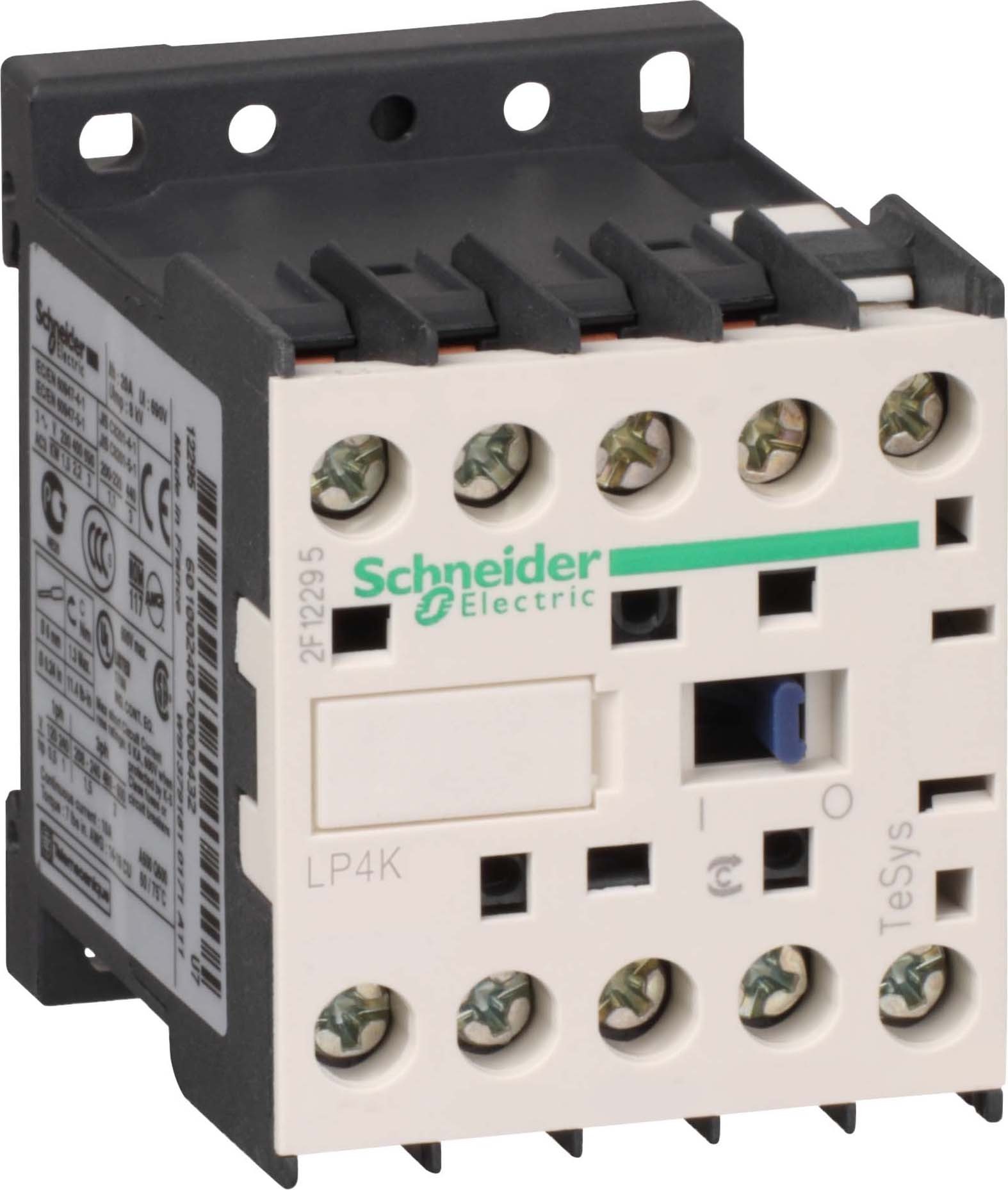 Schneider Electric LP4K0610BW3 Leistungsschütz LP4K 3-polig +1S 2.2 kW 6 A 400 V AC3 Spule 24 V DC