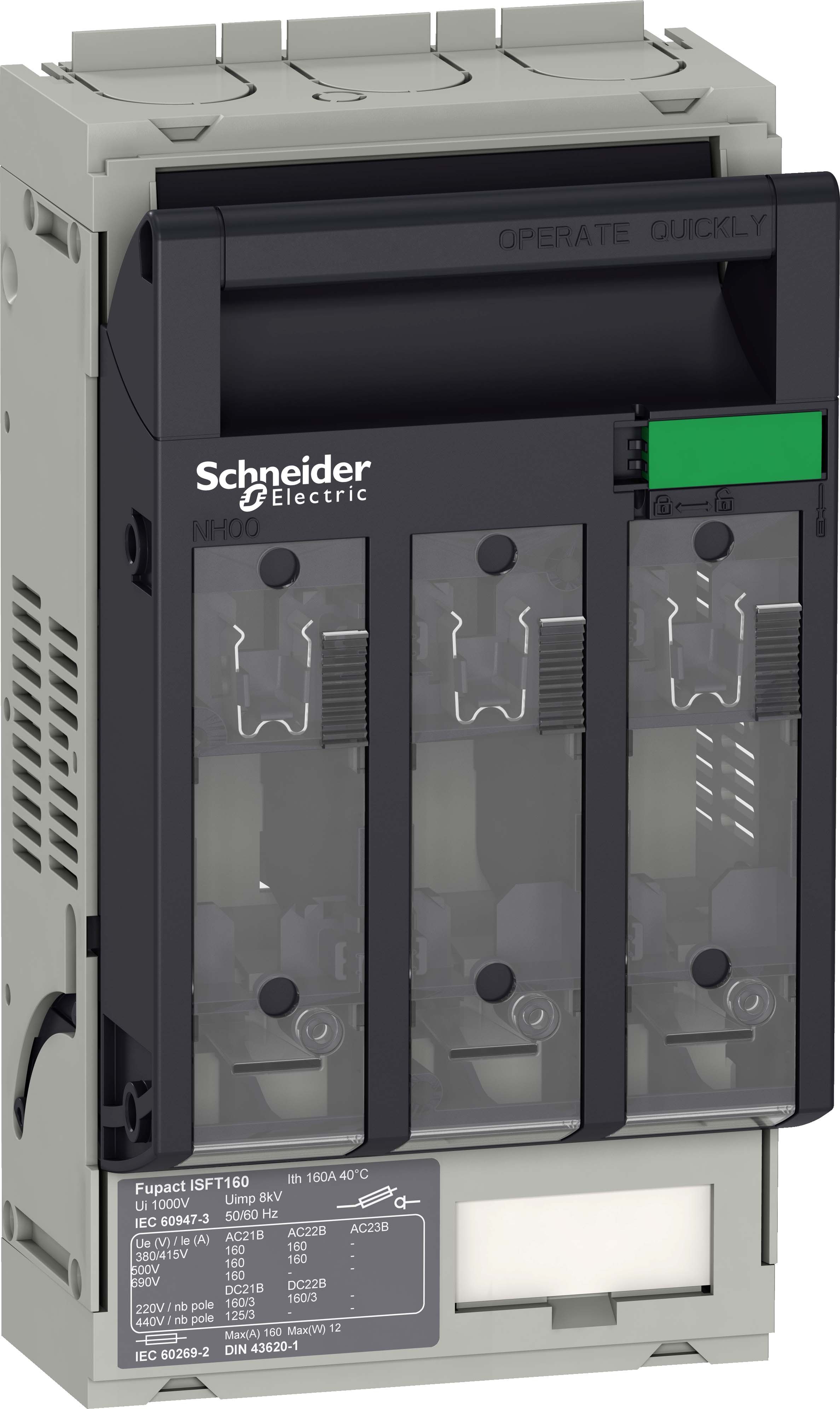 Schneider LV480801 Sicherungslasttrennschalter ISFT160 3P Anschluss M8 Montageplatte