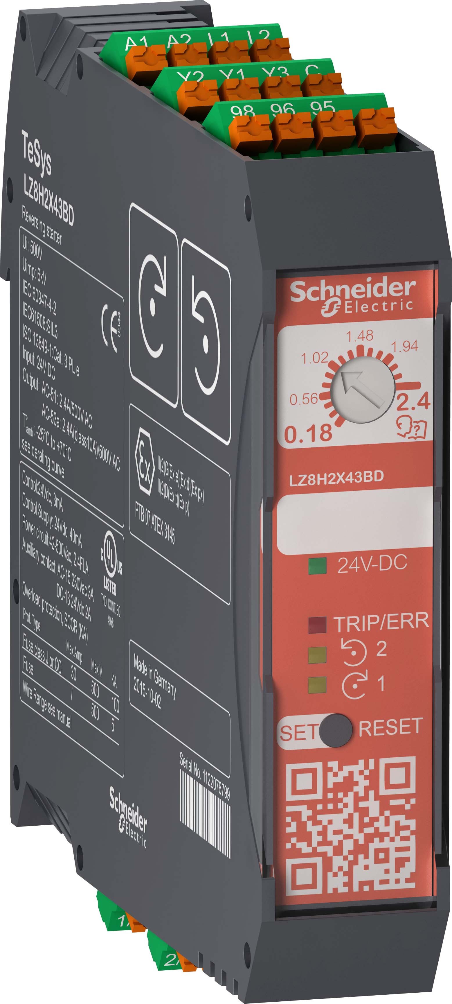 Schneider LZ8H6X53BD Wendestarter TeSys H Safe-Torque-Off 3kW-400V Betätigung 24VDC Feder