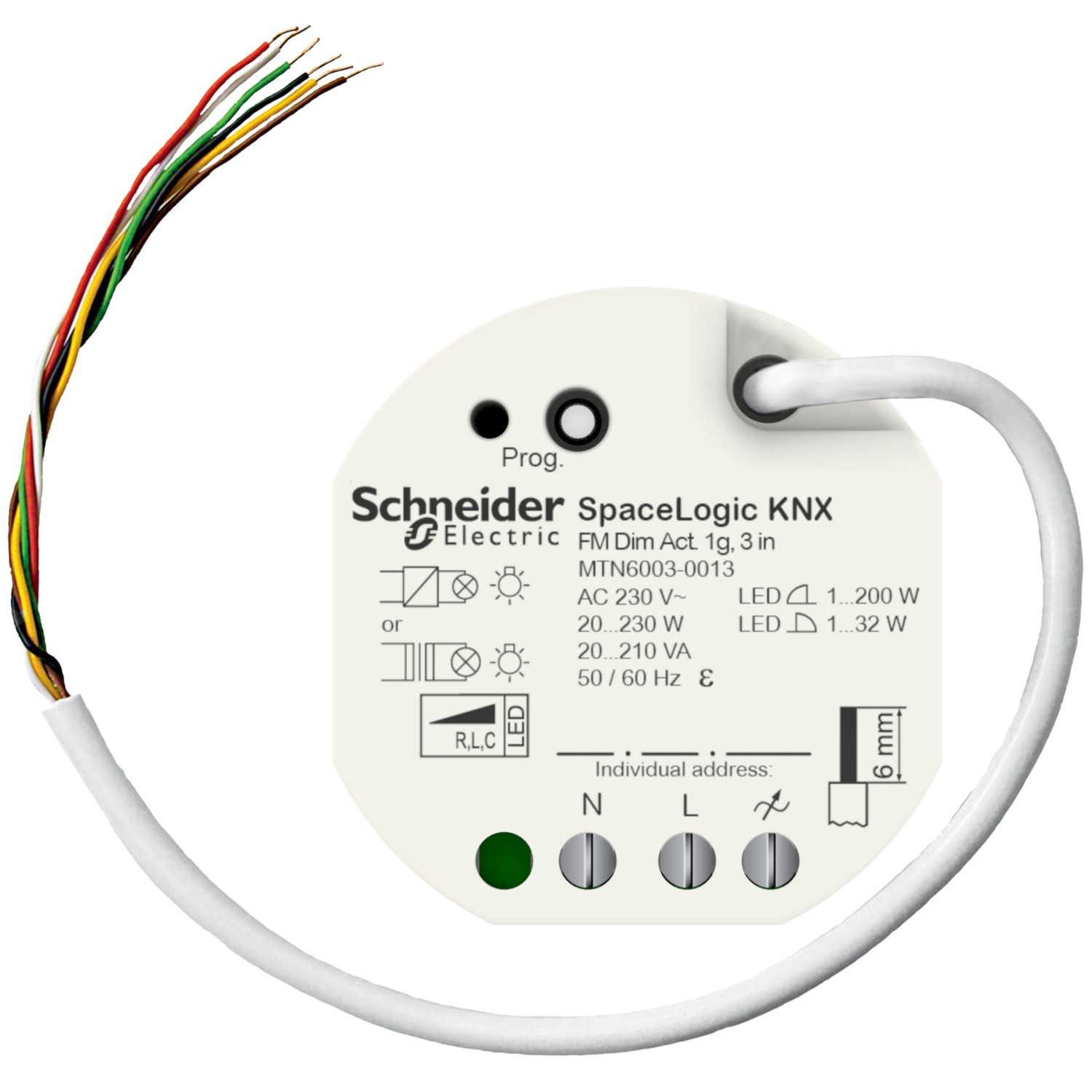 Schneider Electric MTN6003-0013 SpaceLogic KNX Universal Dimmaktor UP mit 3 Binäreingängen