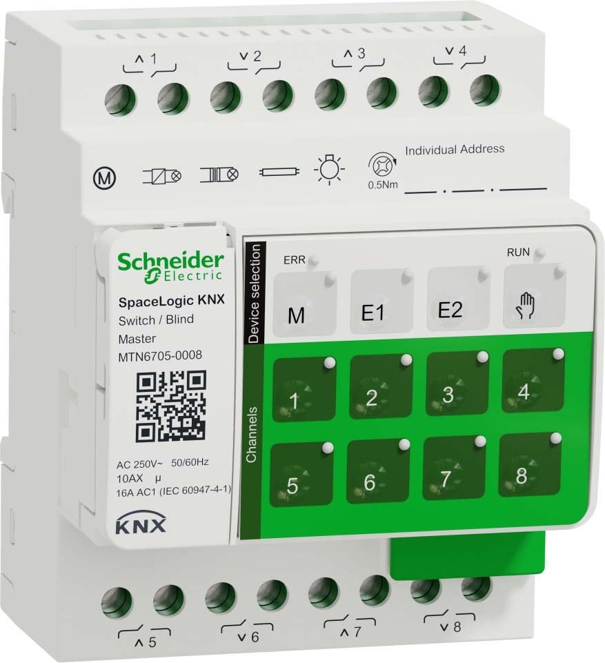 Schneider Electric MTN6705-0008 SpaceLogic KNX Master Schalter/Jalousie 8-fach