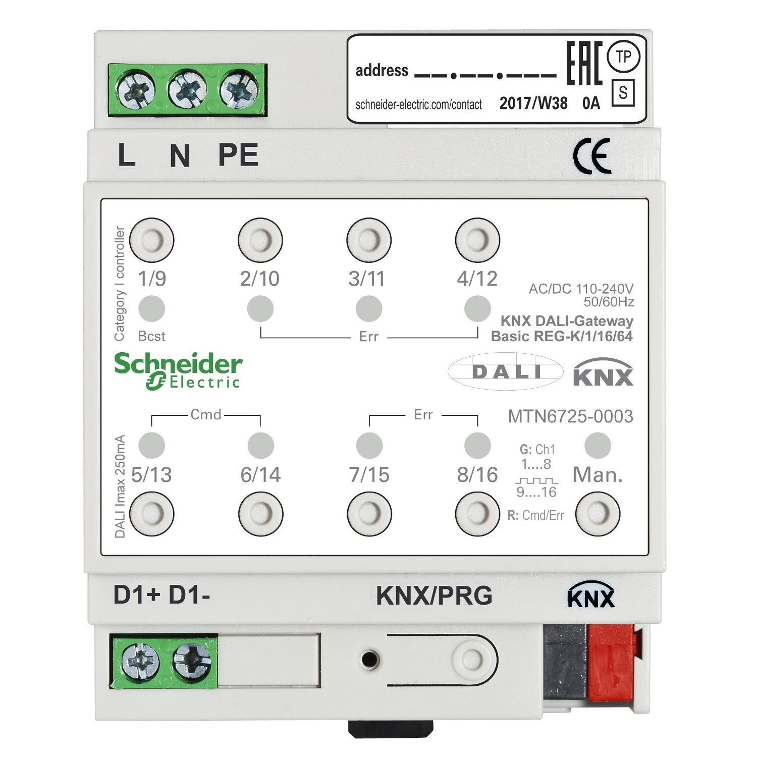 Schneider Electric MTN6725-0003 KNX DALI-Gateway Basic REG-K/1/16/64 1Kanal