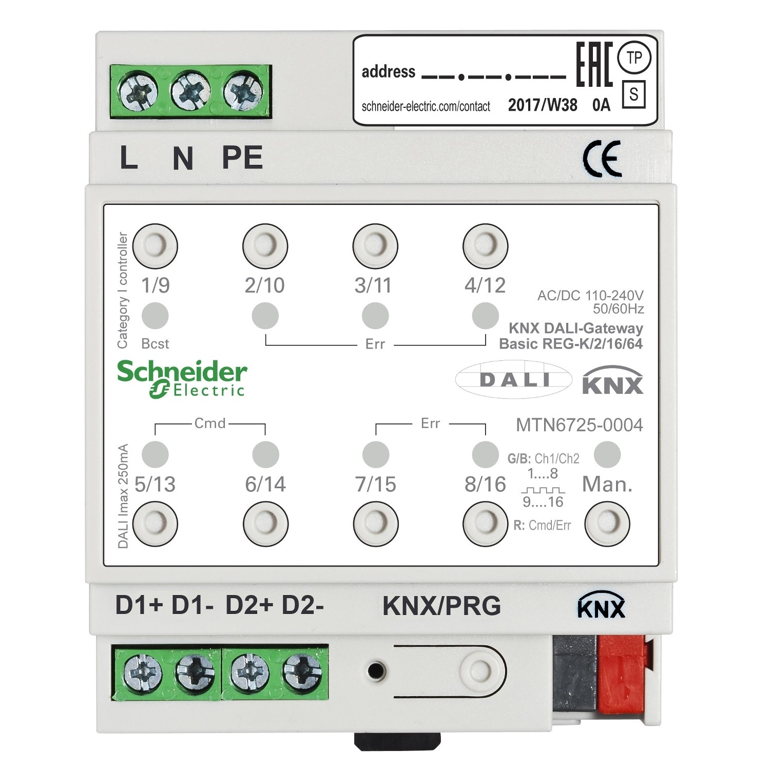Schneider Electric MTN6725-0004 KNX DALI-Gateway Basic REG-K/2/16/64 2Kanal