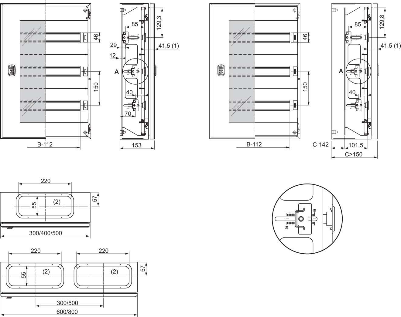 Schneider NSYDLM66 Modularer Rahmen DLM-Typ für Gehäuse PanelSeT WM, 66 Module, H700xB500mm.