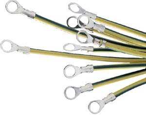 Schneider NSYEL2510D6 Erdungsader 10mm2, Länge 250mm, Ösenloch 6,4mm. VPE: 10.