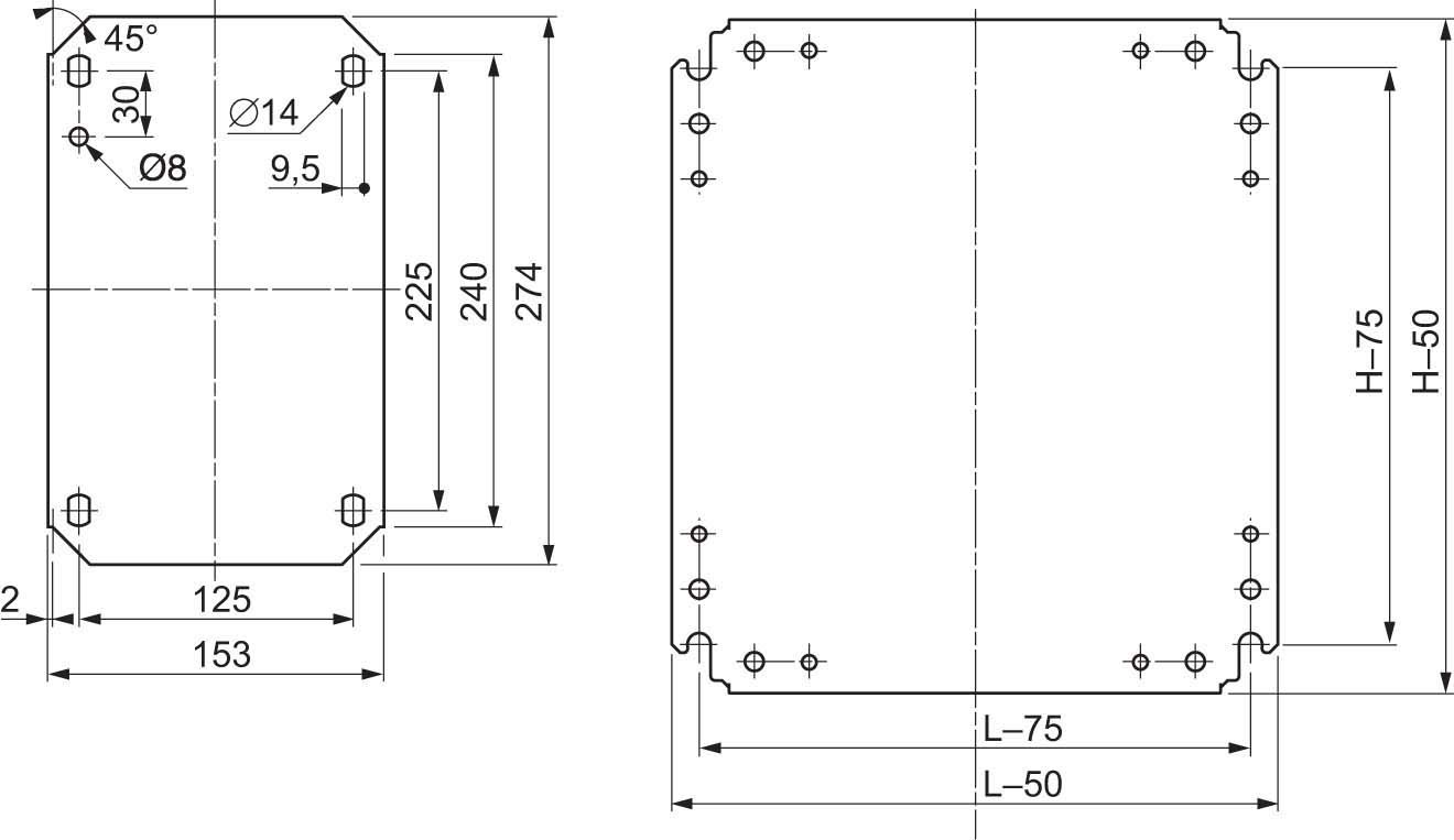 Schneider Electric NSYMM43 Einfache Montageplatte H400xB300mm aus verzinktem Stahl