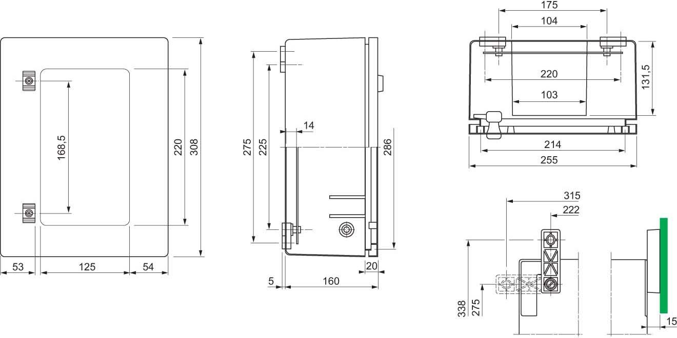 Schneider NSYPLM3025G PanelSeT PLM Polyestergehäuse - Wandmontage, einfache Tür, ohne MP H300xB250xT160mm IP66, IK10, RAL 7035