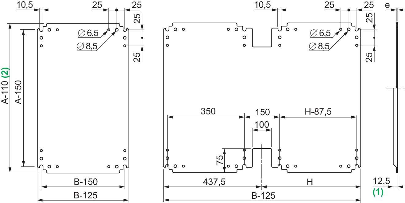 Schneider NSYPMM1212 Metallmontageplatte für PLA-Gehäuse H1250xB1250mm
