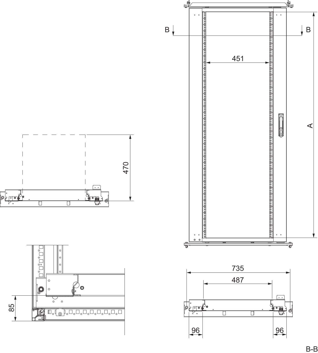Schneider NSYRSW40 PanelSeT SF/SM-19"-Rahmen, schwenkbar, 2000x800mm, 40 Module