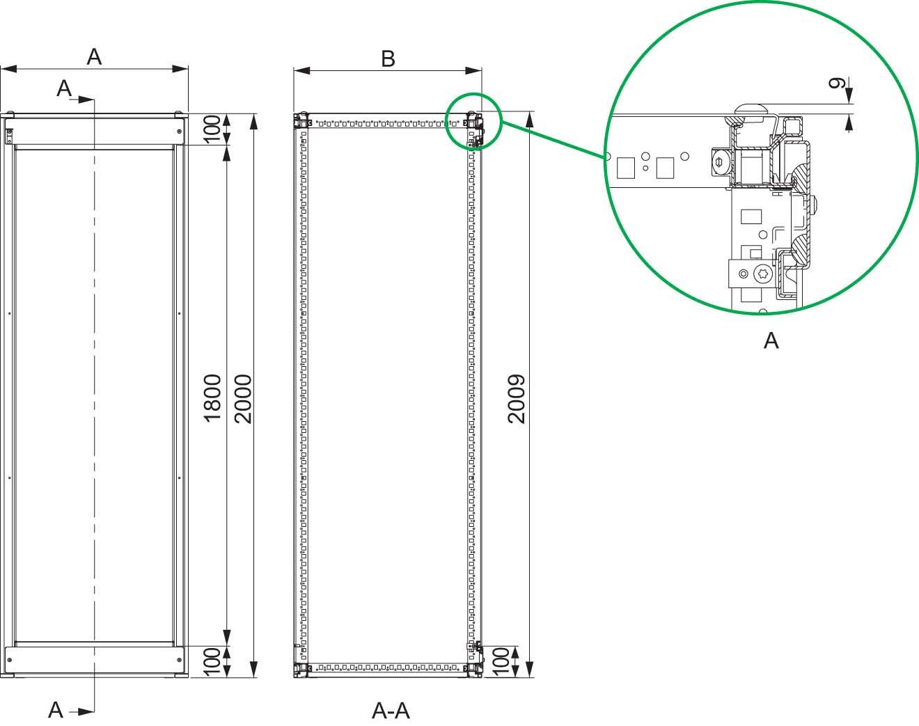 Schneider NSYSF20860M PanelSeT SF-Schrank mit Fächern, fertig montiert, 2000x800x600mm