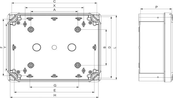 Schneider NSYTBS292416HT PanelSeT TBS - ABS-Gehäuse mit durchs. Abdeckung H60, H291xB241xT168mm, Schutzart IP66, IK07, RAL 7035