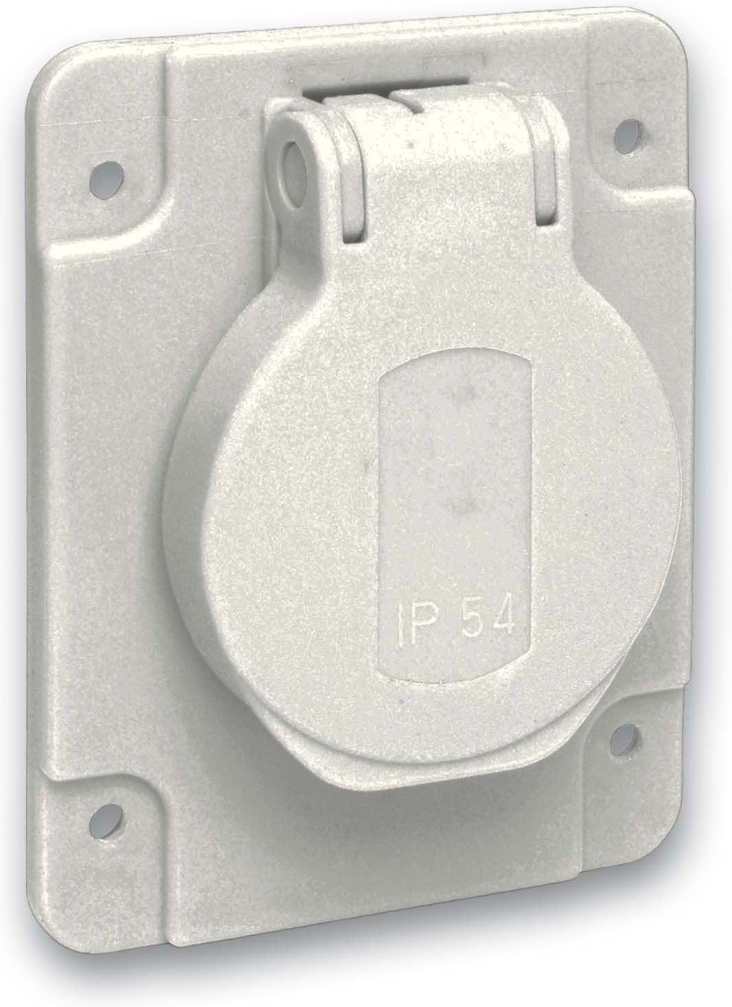 Schneider PKS61G Schukosteckdose, grau, 2p+E, 10/16A, 250 V, für DE, IP54, 65x85mm