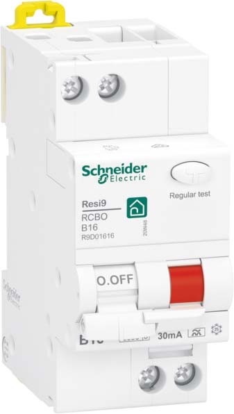 Schneider Electric R9D01616 FI/LS-Schalter Resi9 1-polig+N 16A B-Charakteristik 30mA Typ A 6kA